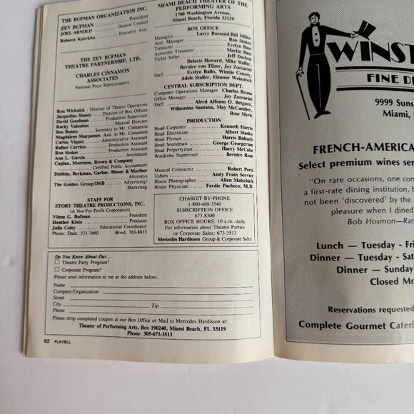 Cats December 23, 1986 Miami Beach Theater of the Perf Arts 62 pgs. Jan. 1987 Ed - Picture 8 of 12